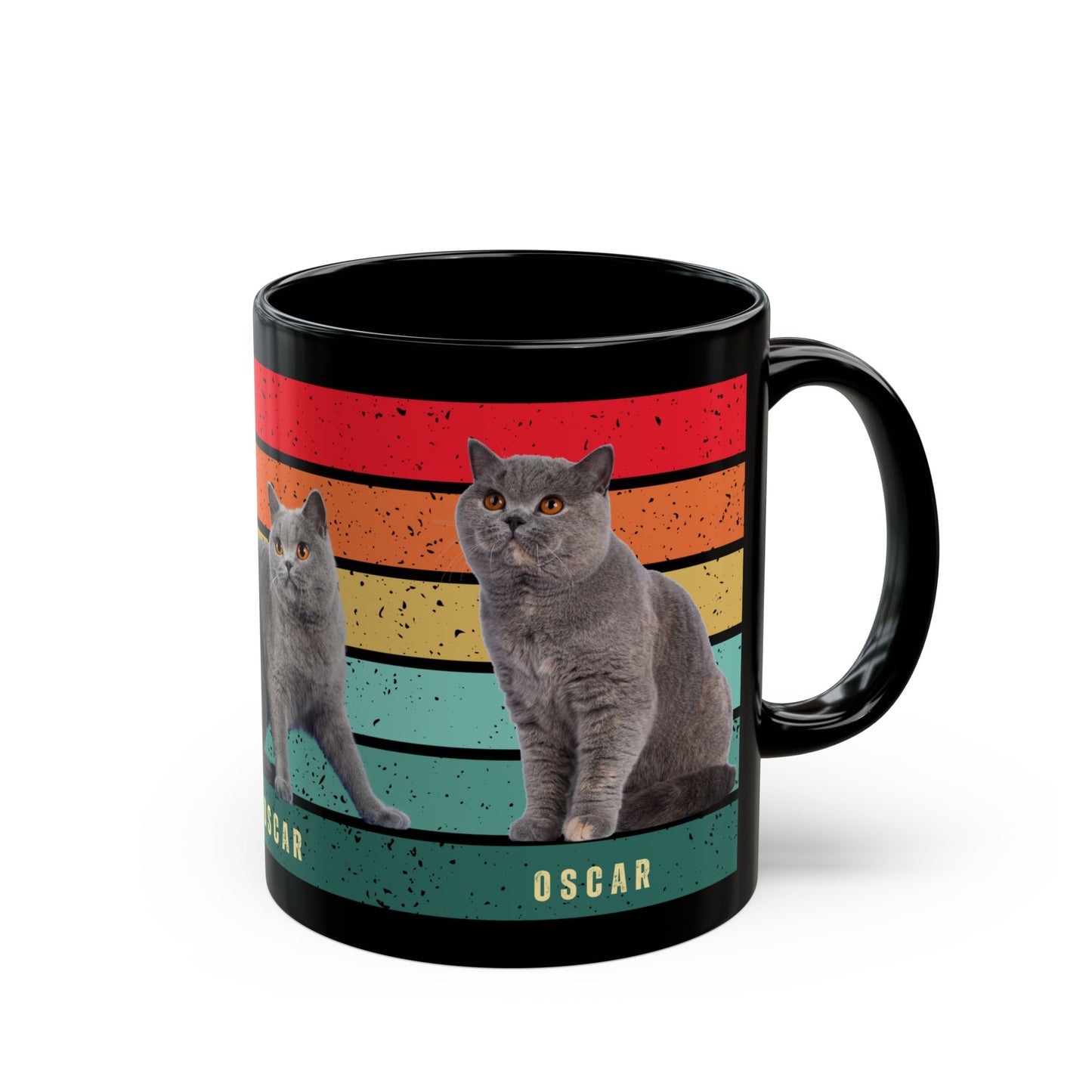 Oscar, Cat Photo, Customizable  - Black Mug (11oz, 15oz) - 10229