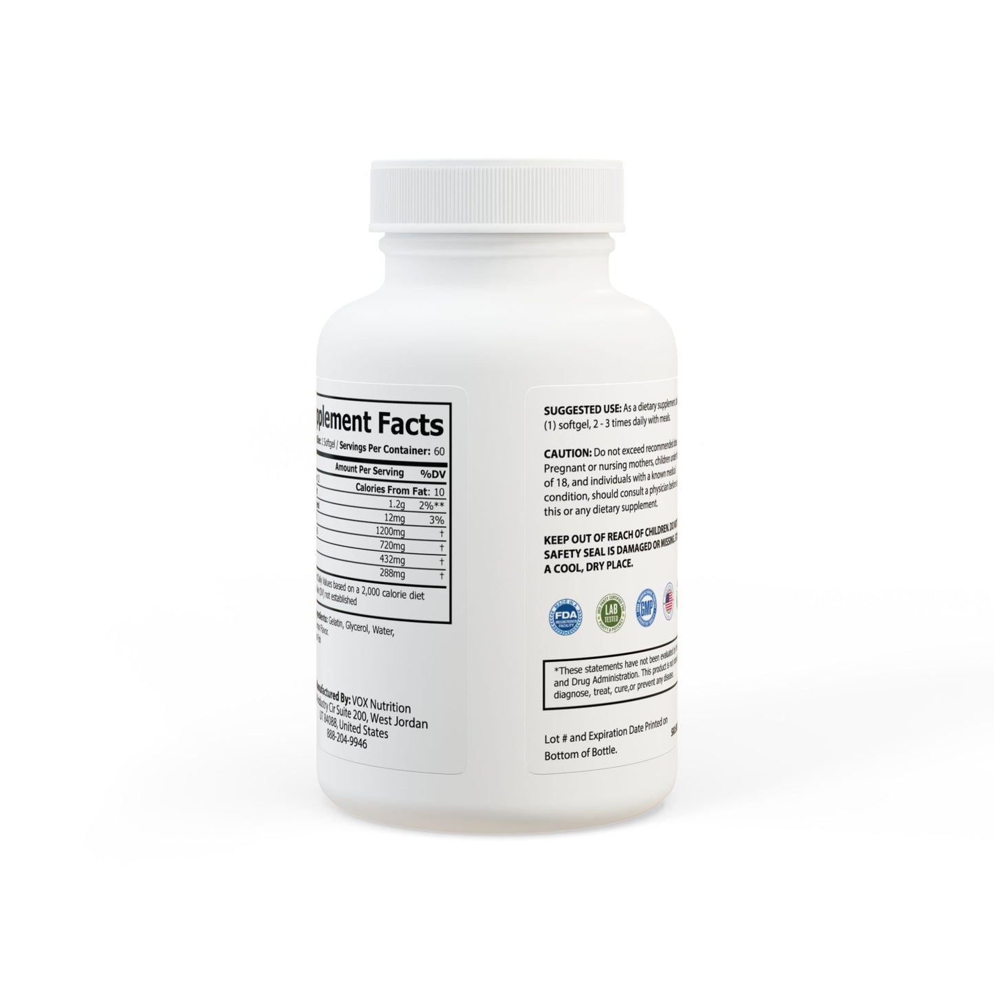 Omega 3 Fish Oil Supplement (60 Softgels) - 11374