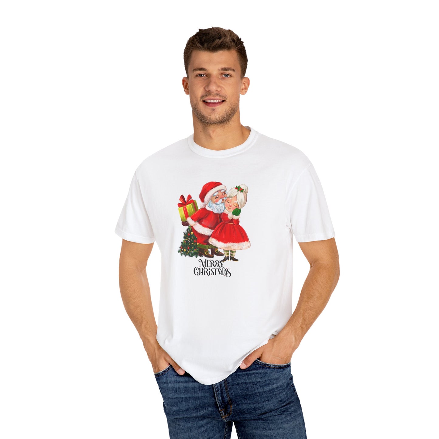 Santa & His Partner - Unisex Garment-Dyed T-shirt - 10025