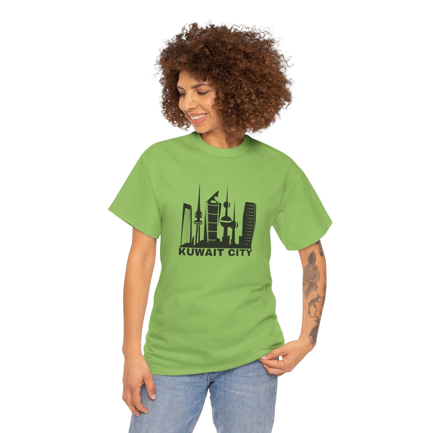 Kuwait City Graphic Unisex Heavy Cotton Tee - Urban Skyline Shirt - 12262