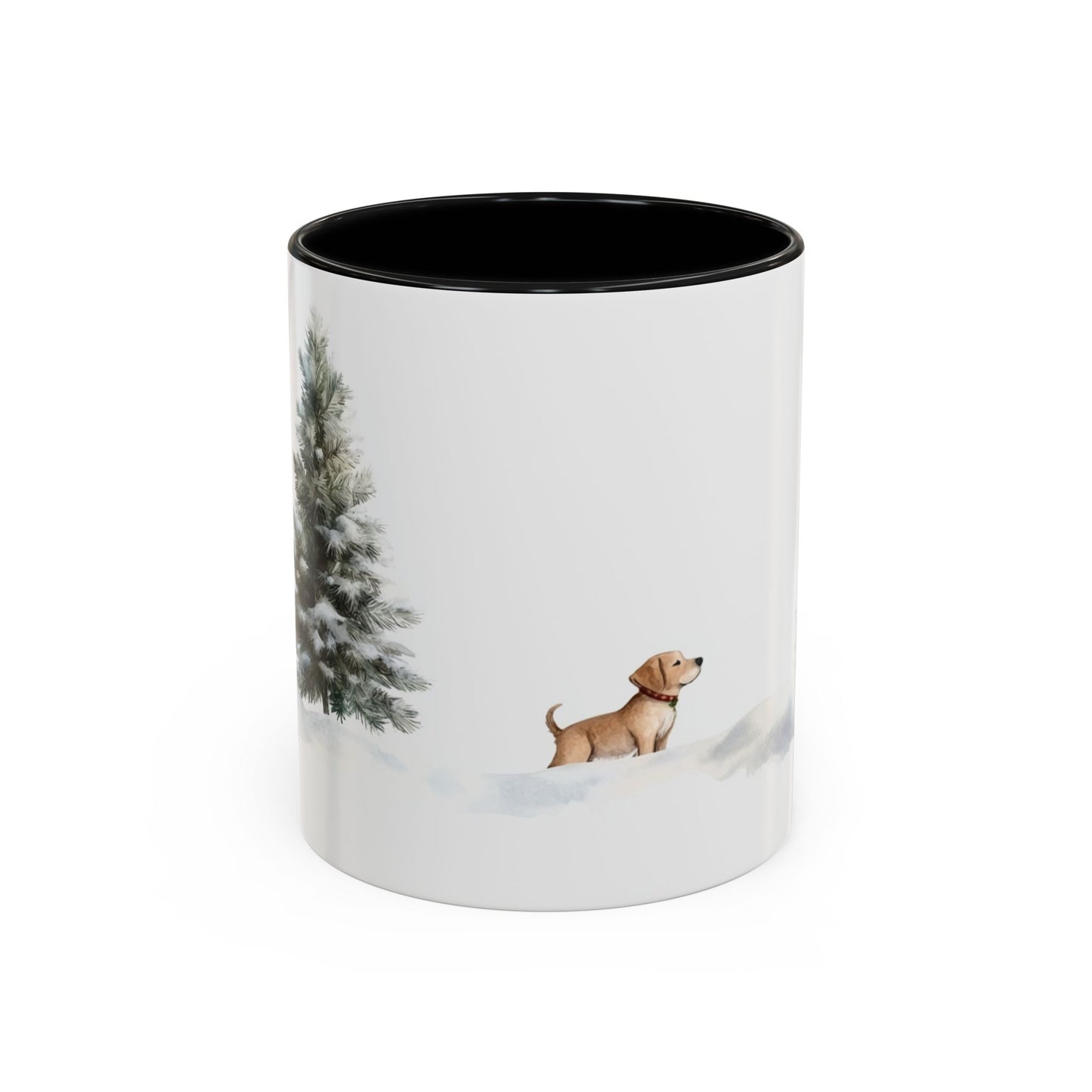 Winter Tree, Snowman & Puppy - Accent Coffee Mug (11, 15oz) - 10404