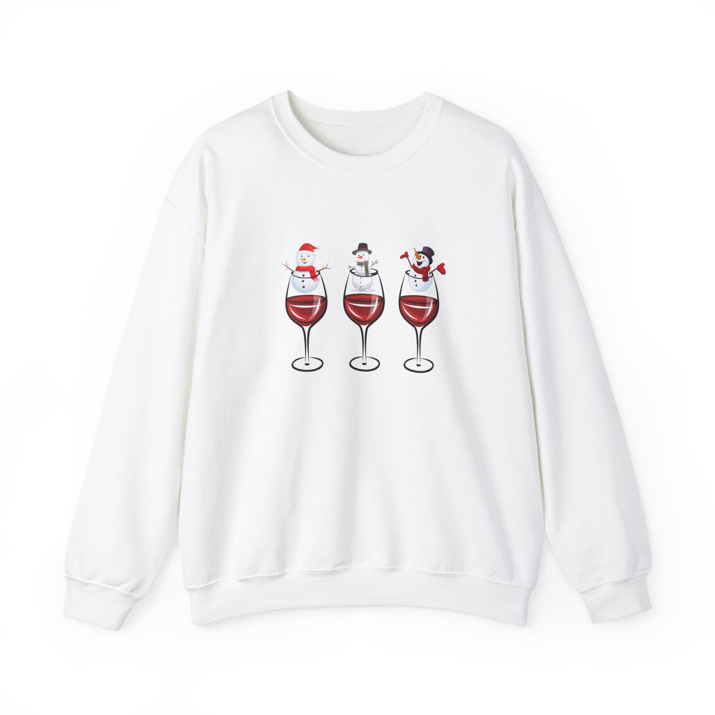 Snowman & Glass of Wine - Unisex Heavy Blend™ Crewneck Sweatshirt - 10013