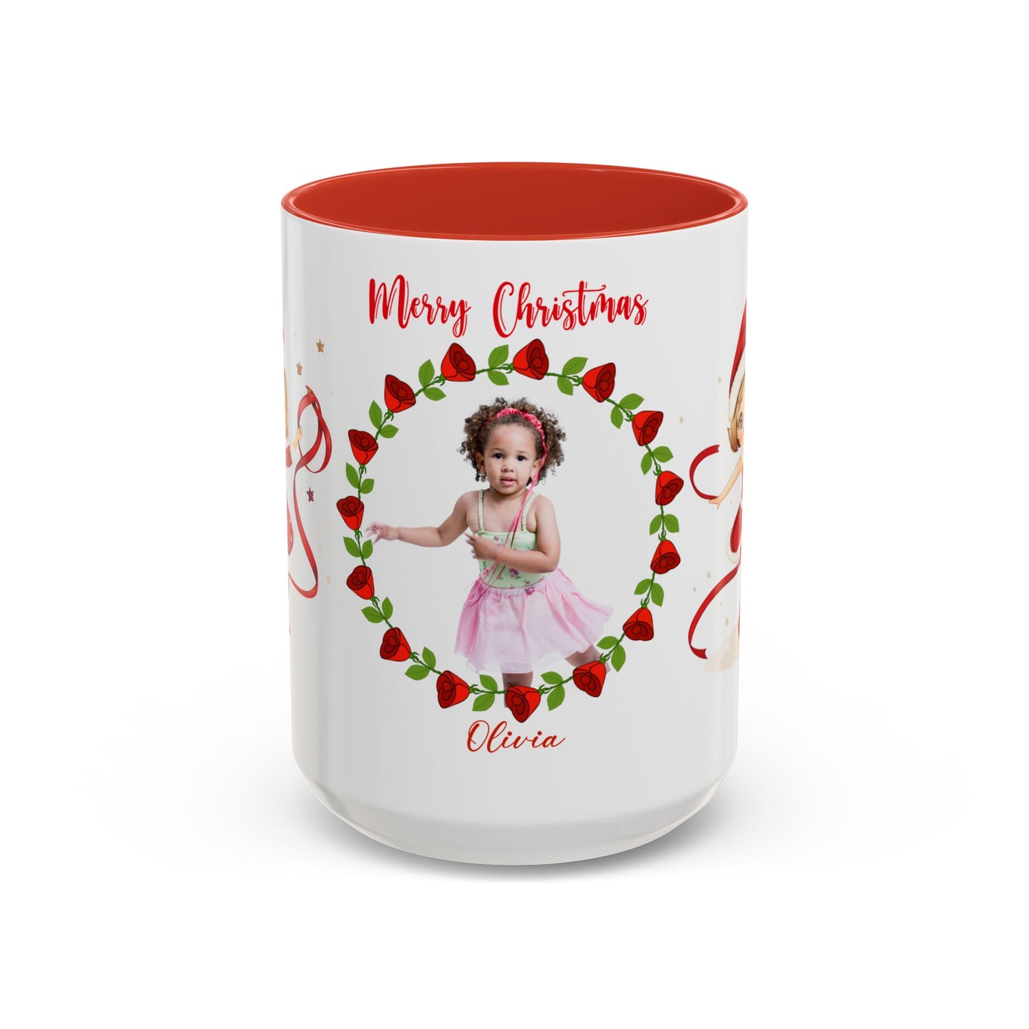 Olivia, Merry Christmas, For Girls, Customizable - Accent Coffee Mug (11, 15oz) - 10149