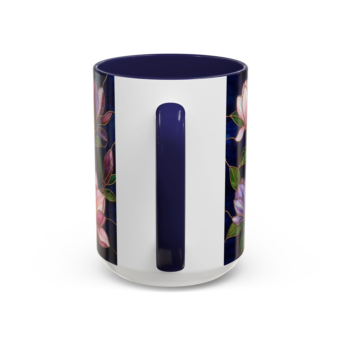 Magnolia Floral Accent Coffee Mug — Stained Glass Design (11/15 oz) - 14577