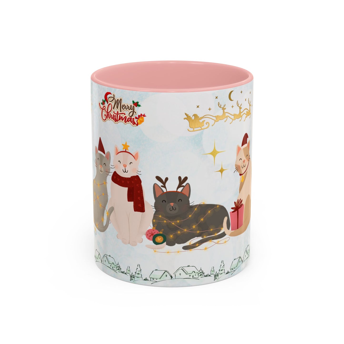 Merry Christmas, Cats - Accent Coffee Mug (11, 15oz)