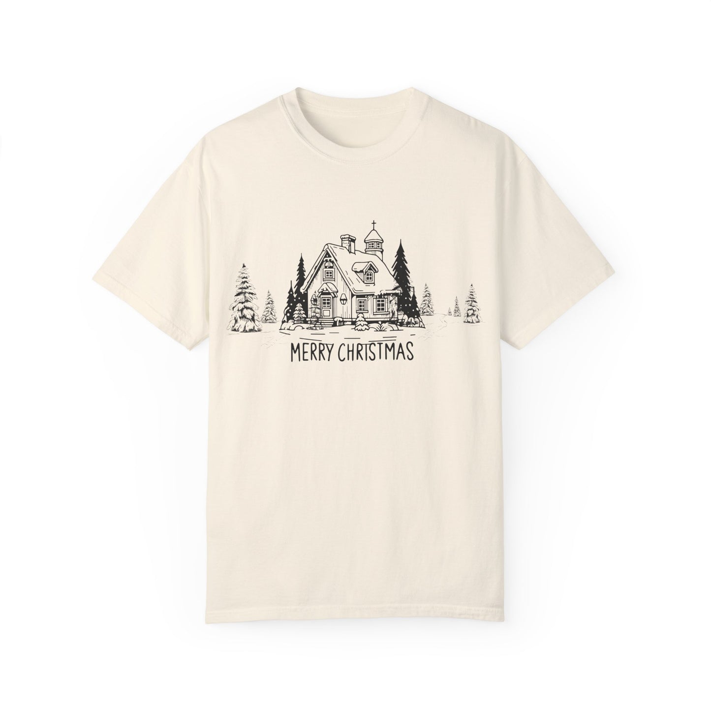 Merry Christmas, House - Unisex Garment-Dyed T-shirt - 10114