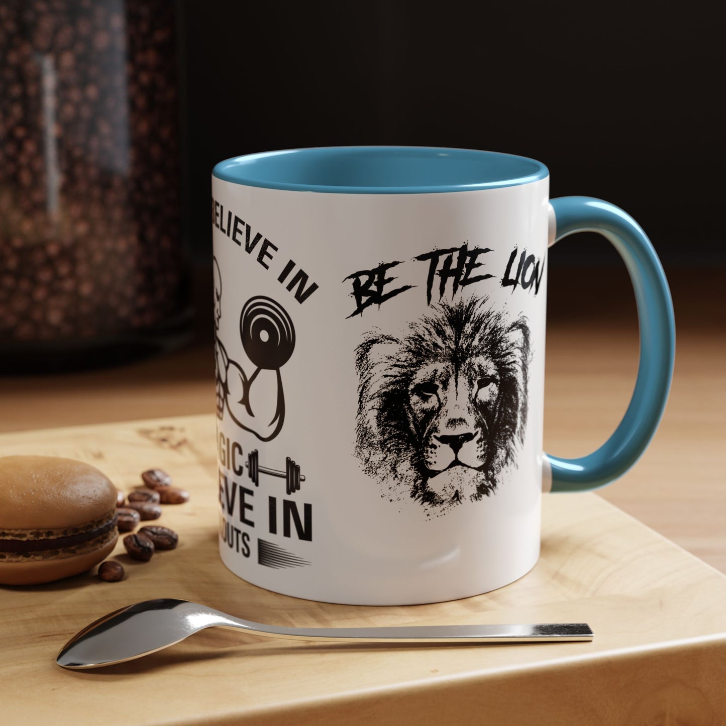 I Don't Believe in Magic, I Believe in Workouts - Accent Coffee Mug (11, 15oz)