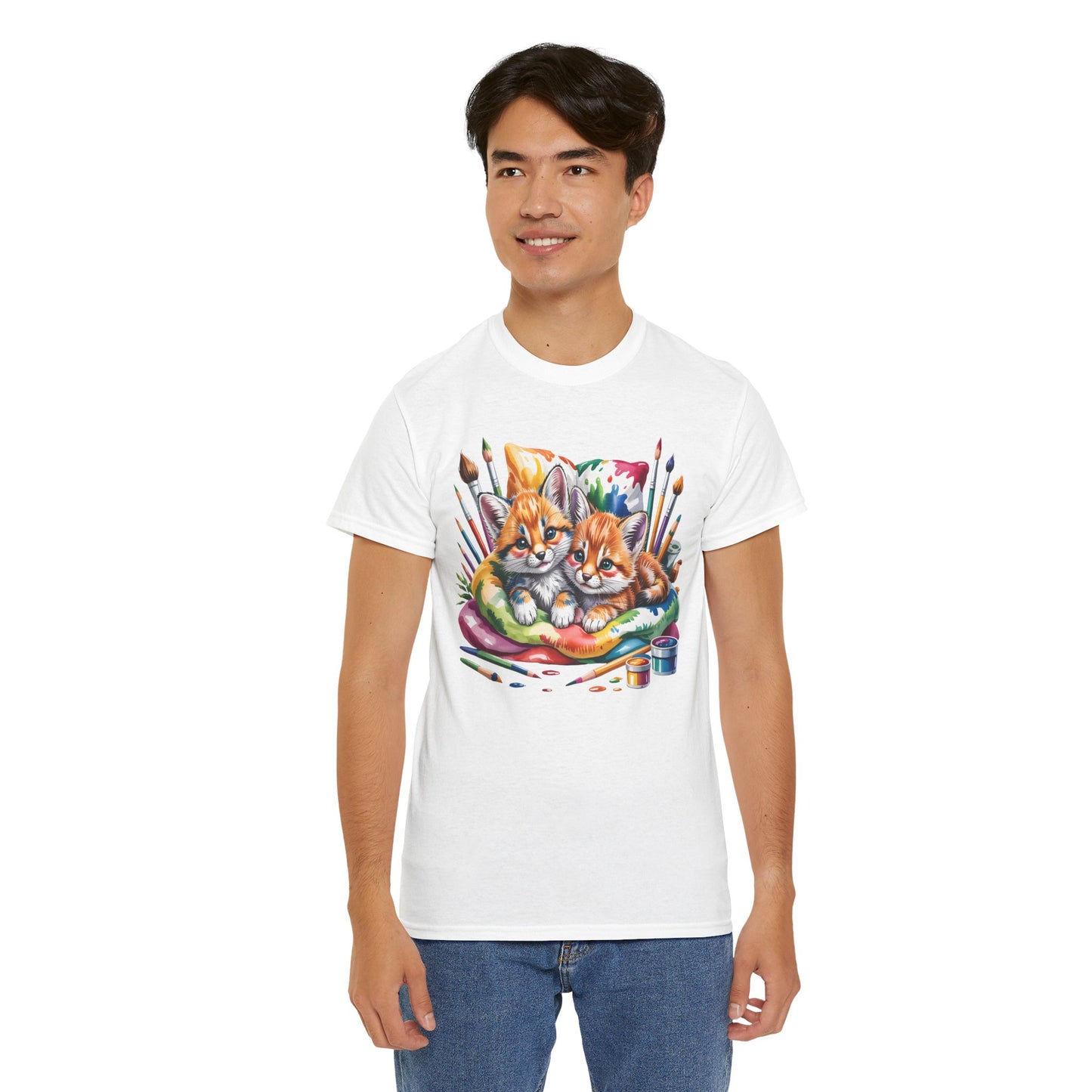 Artist Kittens T-Shirt — Cute Painting Cats Graphic Tee, Cat Lover Gift - 14866