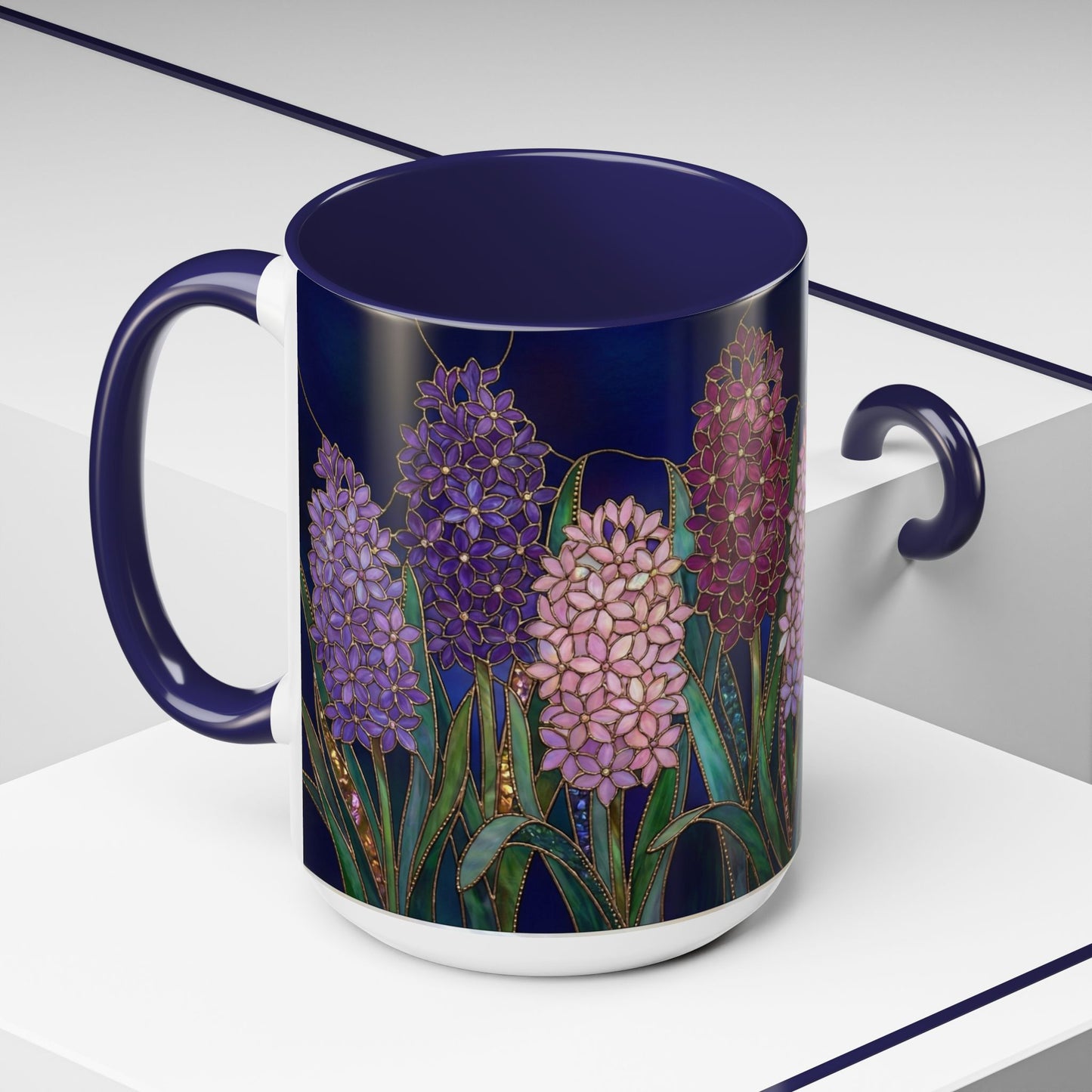 Hyacinth Floral Coffee Mug — Stained Glass Design (11/15 oz) - 14570