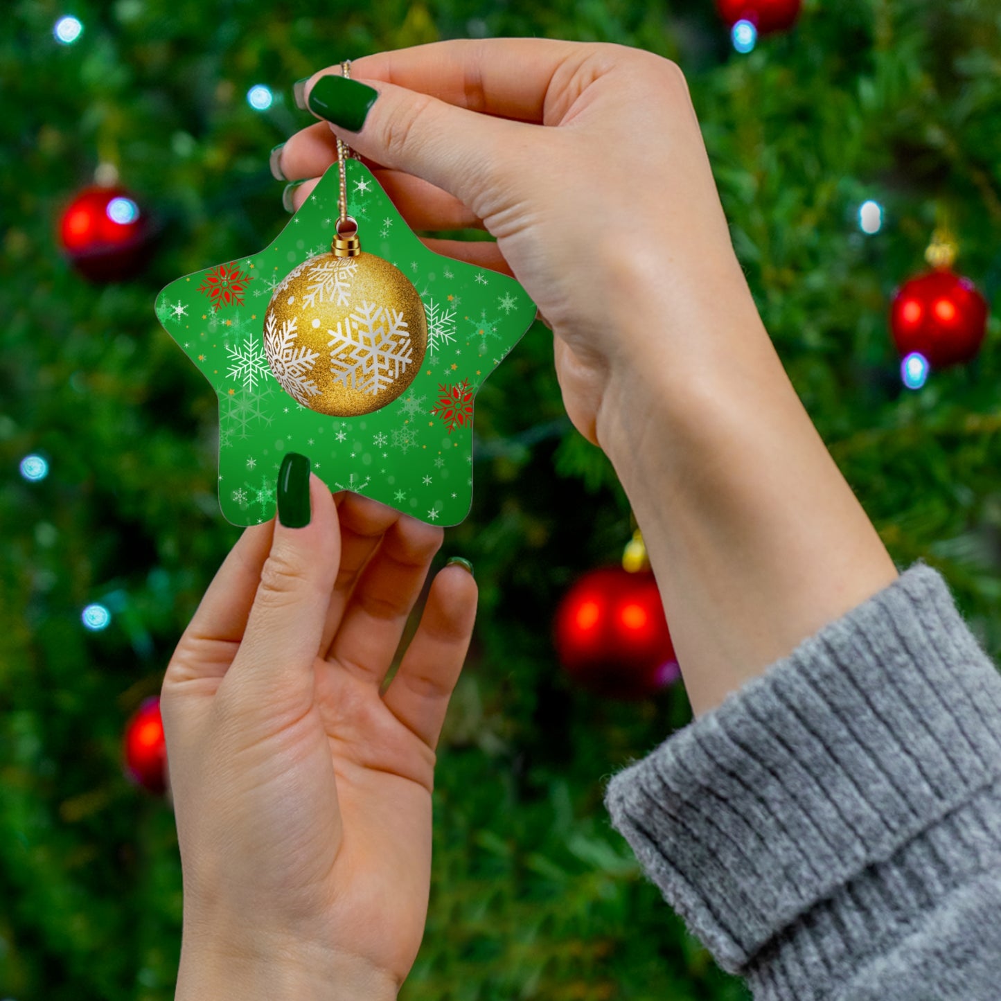 Golden Glow - Ceramic Ornament, 4 Shapes