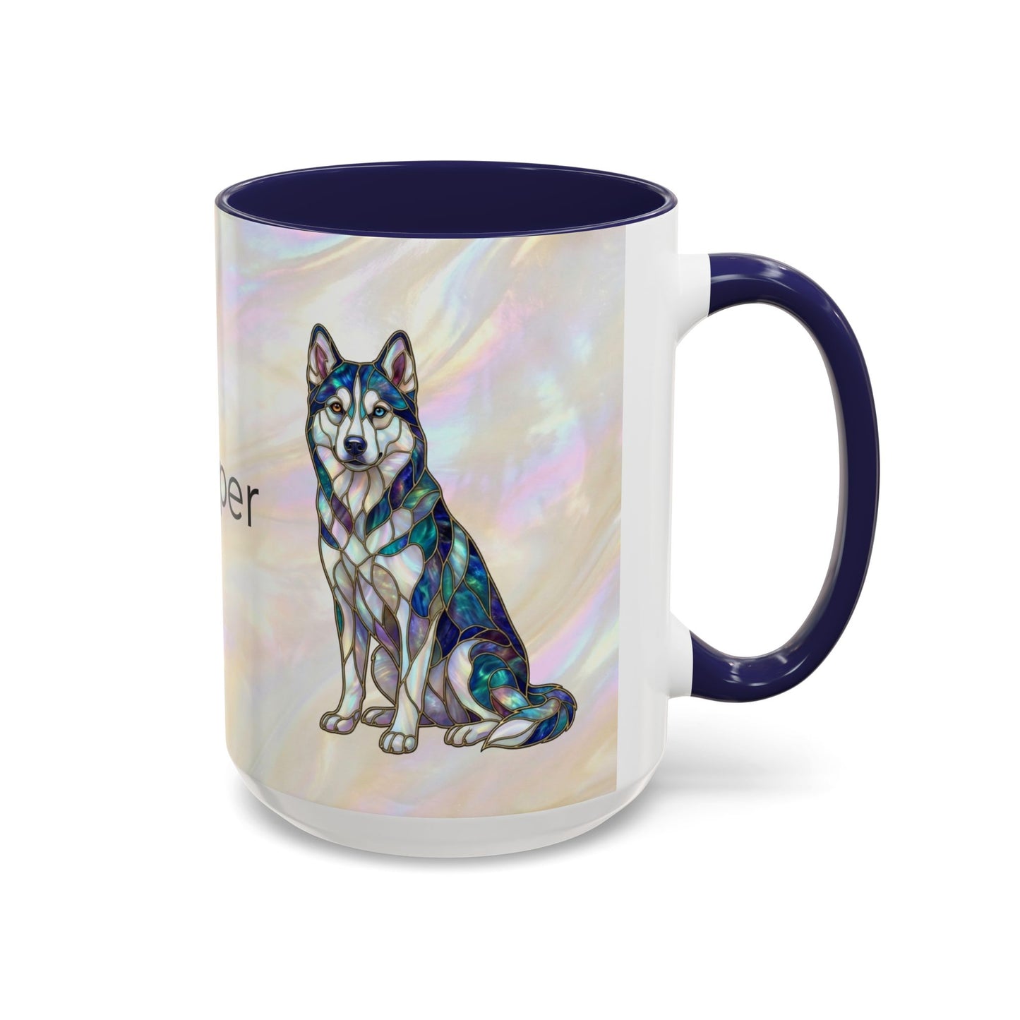 Personalized Husky Accent Coffee Mug – Stained Glass Design (11/15oz) - 14543