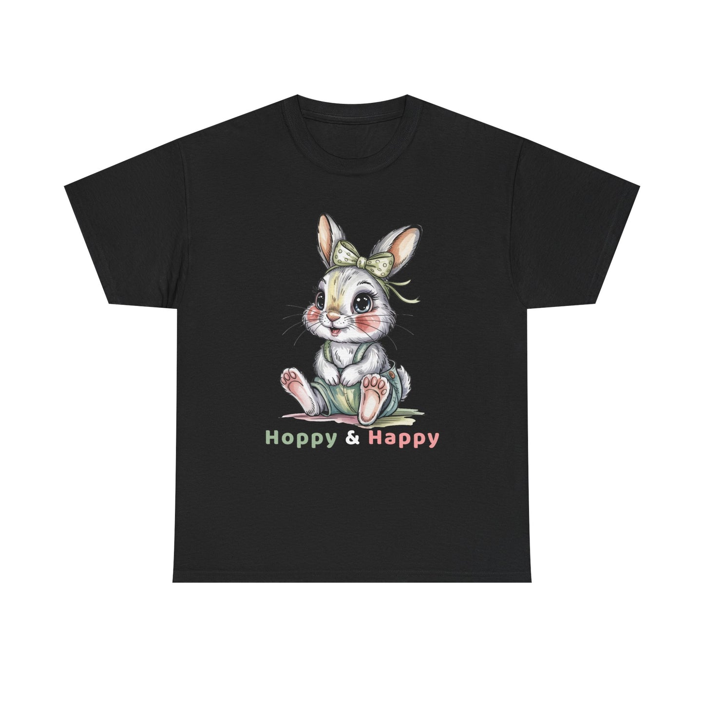 Cute Bunny T-Shirt – “Hoppy & Happy” Easter Rabbit Tee Gift for Kids & Adults - 14848