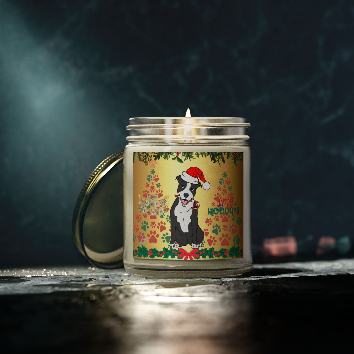 Dog: Happy Holidays - Scented Candles, Coconut Apricot Wax (4oz, 9oz)