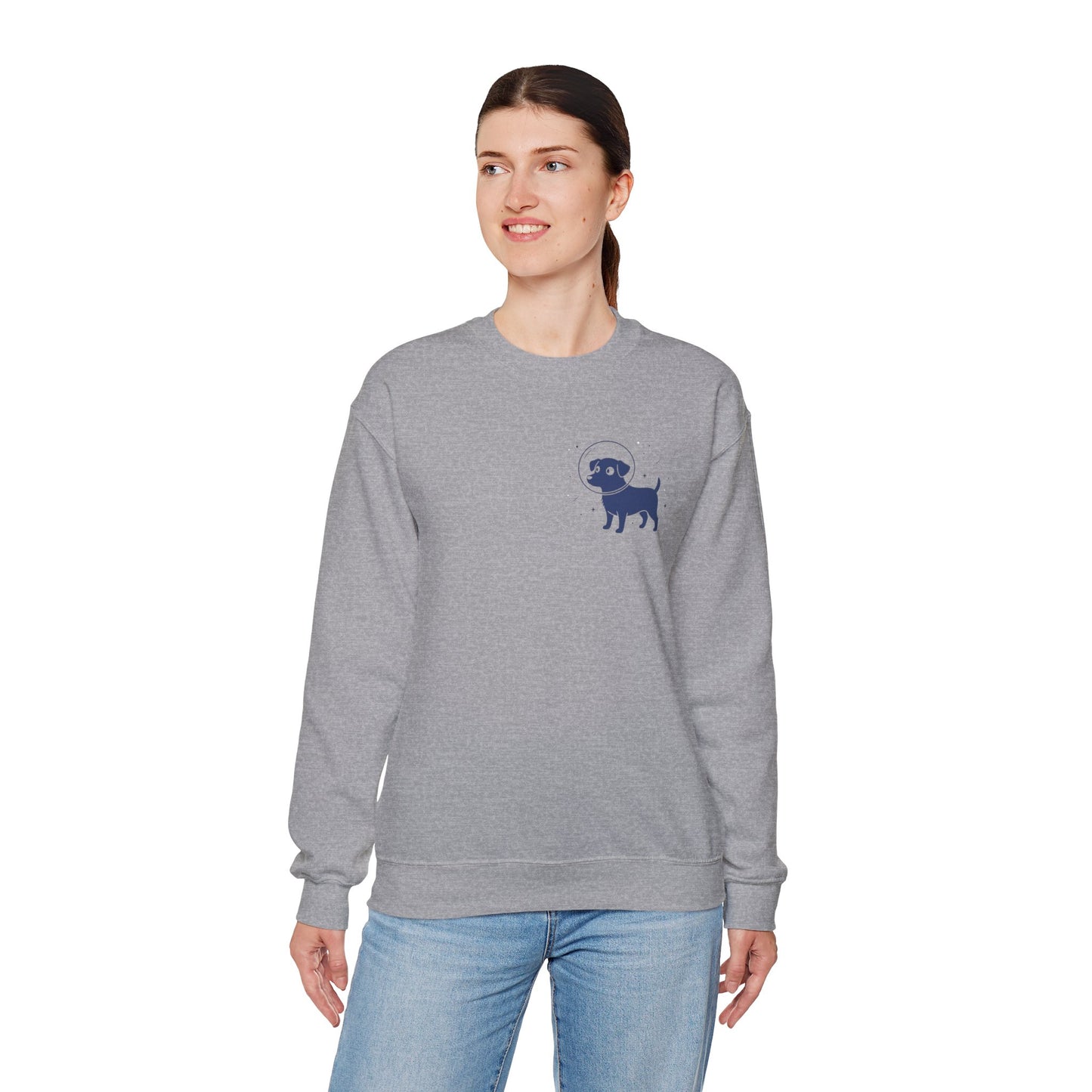 Dog in Space Crewneck Sweatshirt – Space Puppy Graphic Pullover - 14678