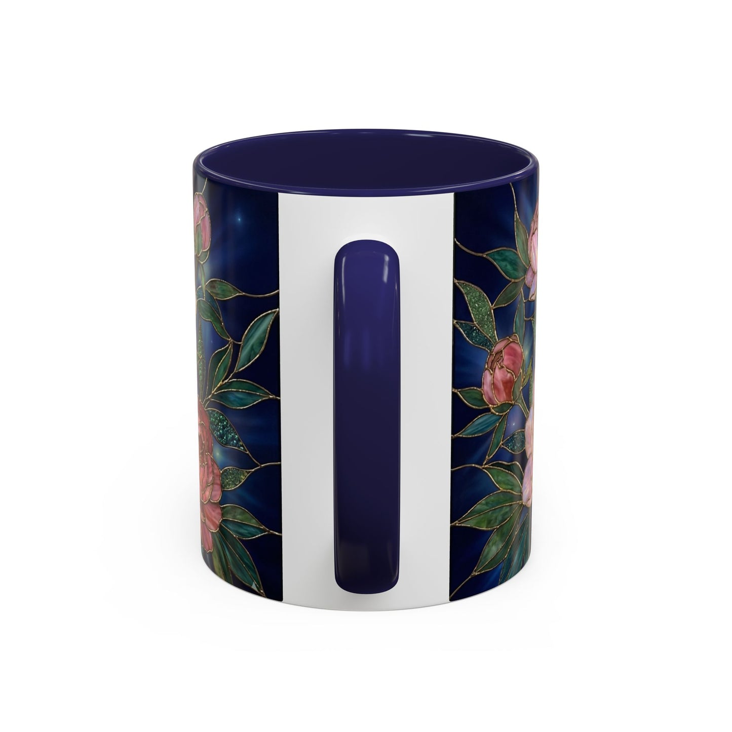 Peony Floral Coffee Mug — Stained Glass Design (11/15oz) -14580