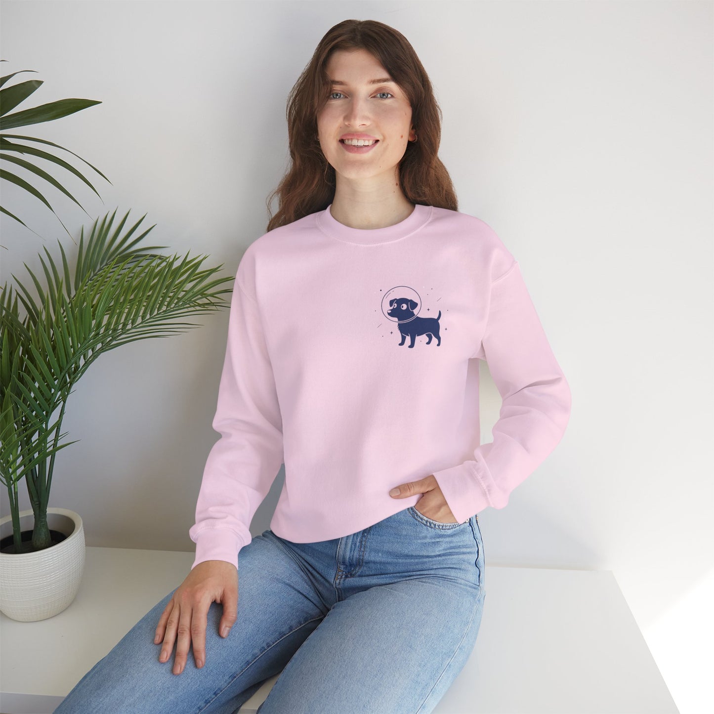 Dog in Space Crewneck Sweatshirt – Space Puppy Graphic Pullover - 14678