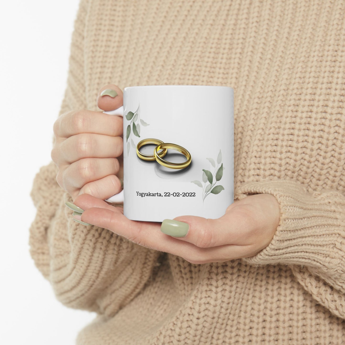 Wedding Rings, Details Customizable -  Ceramic Mug, (11oz, 15oz) - 11119