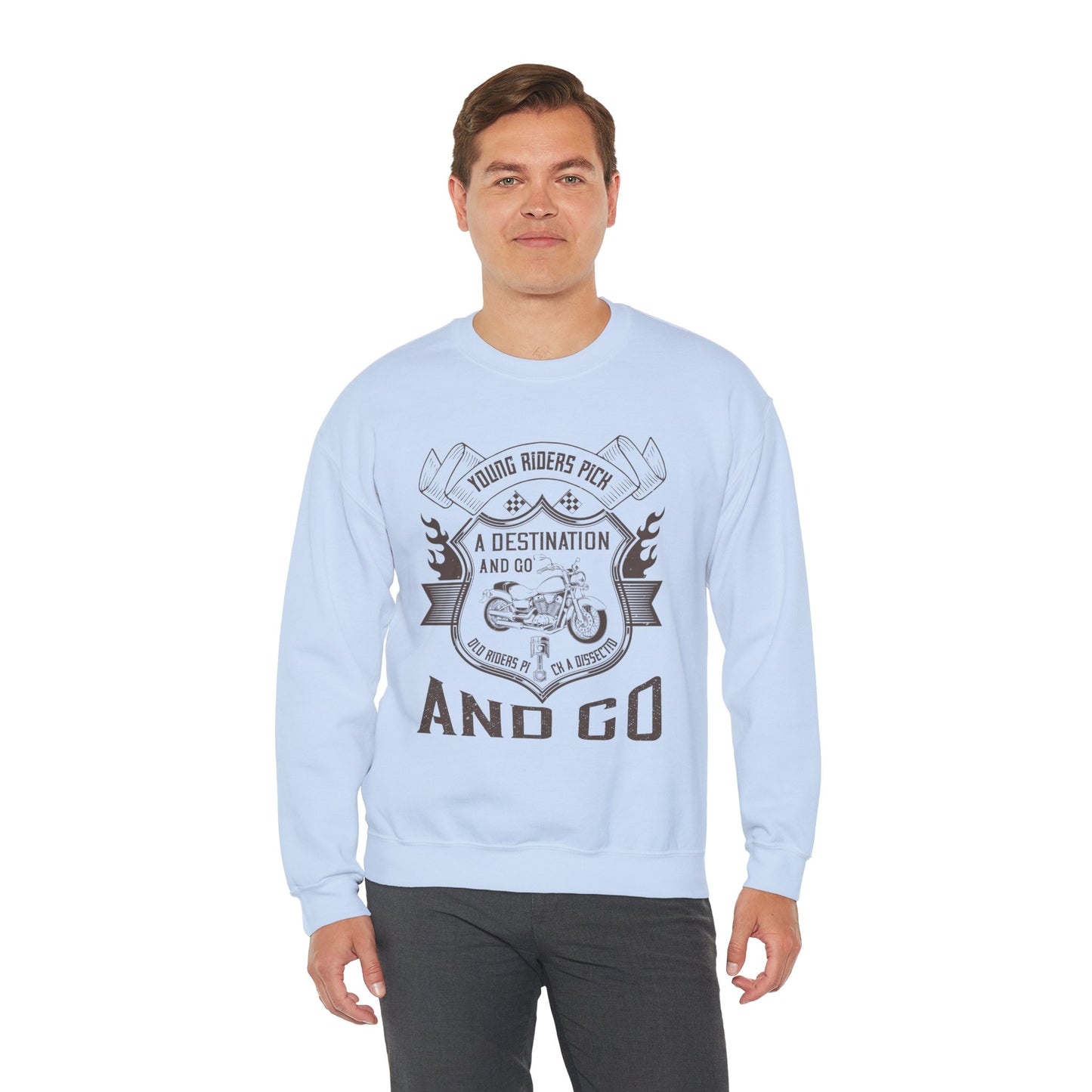 Young Riders Pick a Destination and Go, Old Riders Pick a Dissection and Go - Unisex Heavy Blend™ Crewneck Sweatshirt - 12328
