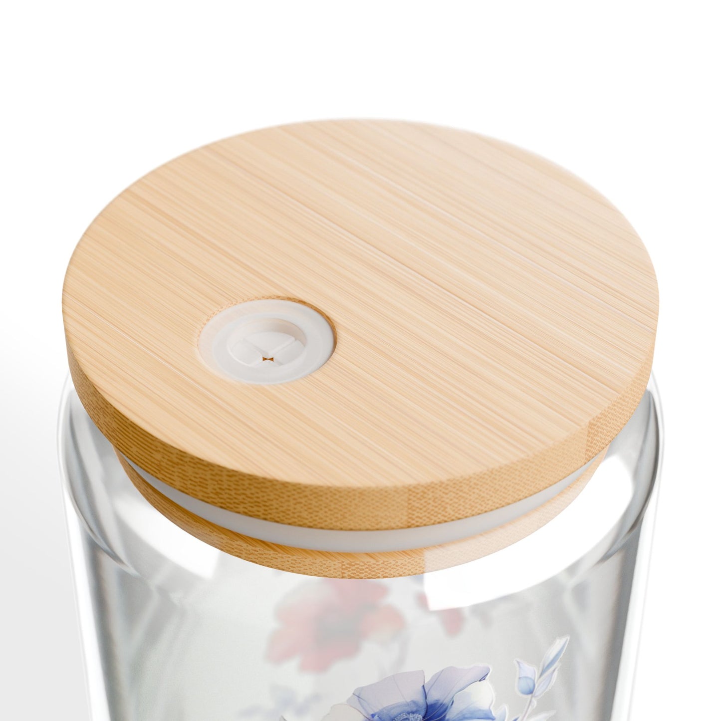 Red & Blue Flowers,  Customizable - Sipper Glass, 16oz - 10822