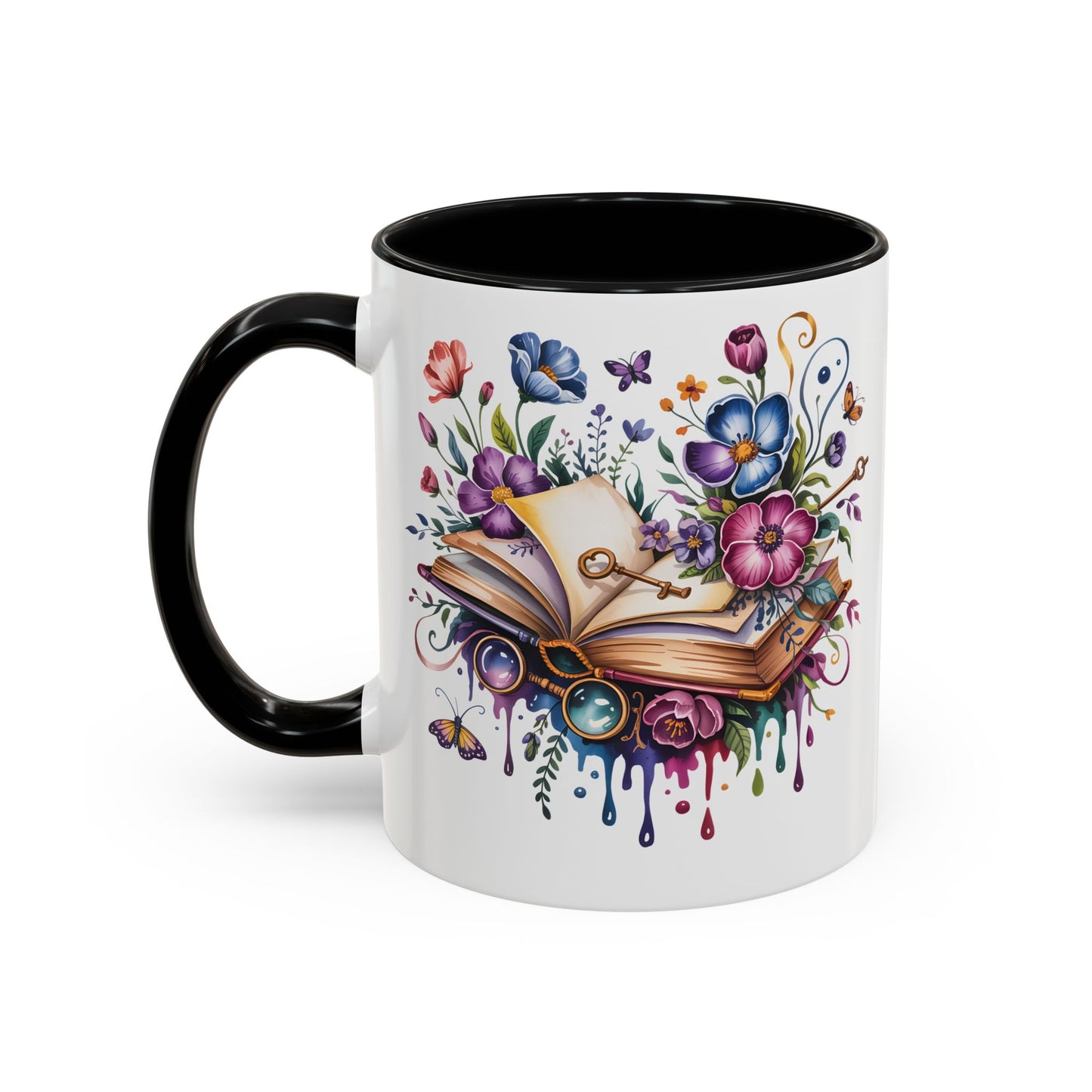 Floral Storybook Coffee Mug – Open Book with Flowers, Book Lover Gift (11oz / 15oz) - 14829