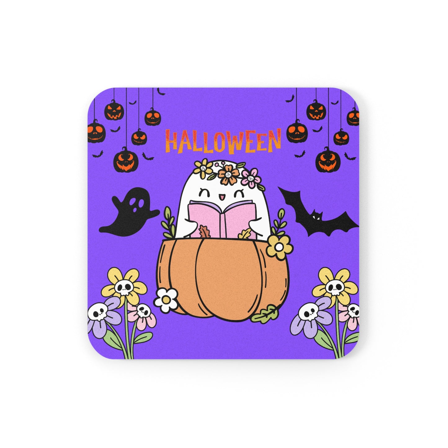 Halloween Flowers - Cork Back Coaster - 14005