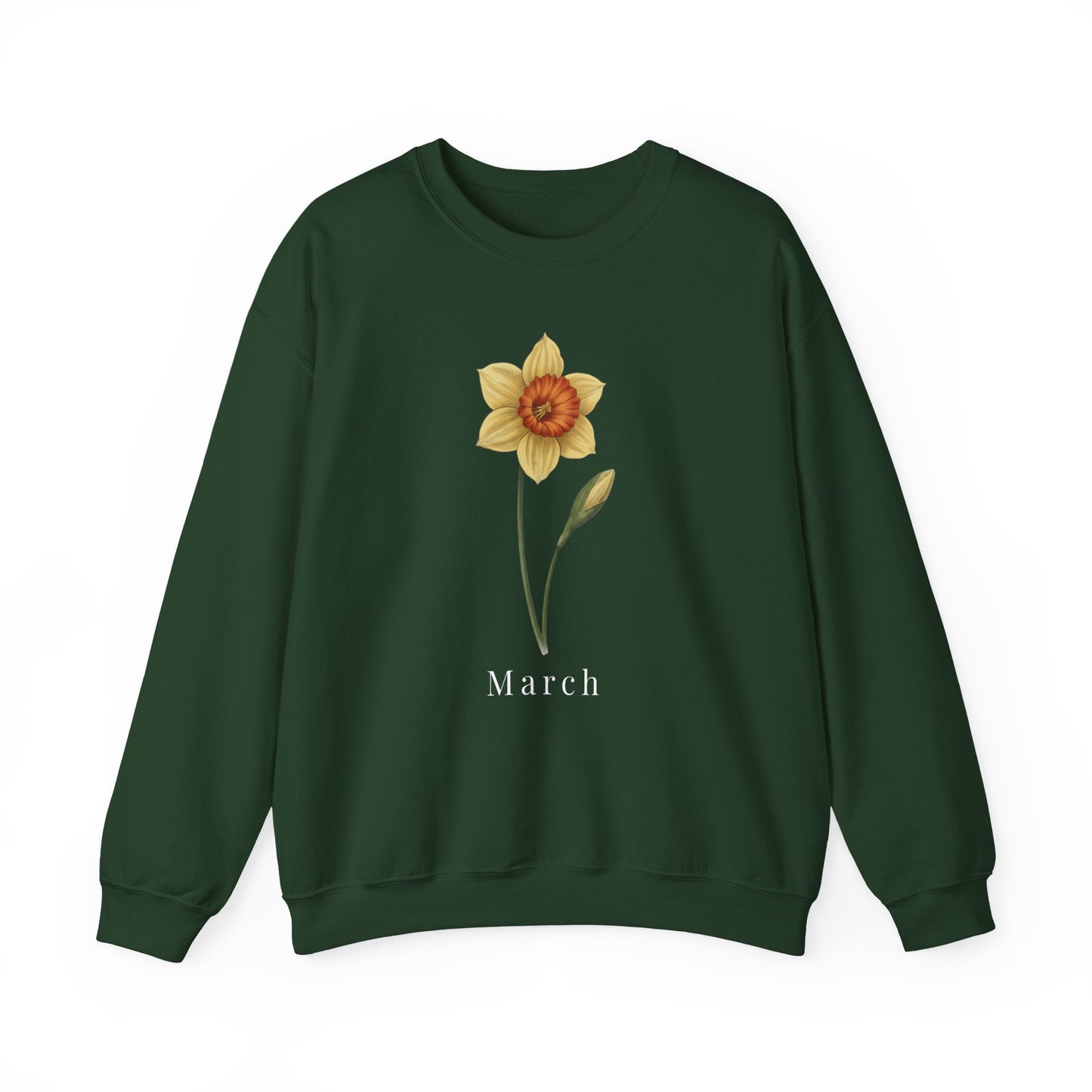 March Birth Flower Daffodil Crewneck Sweatshirt – Floral Birthday Gift Pullover - 14822