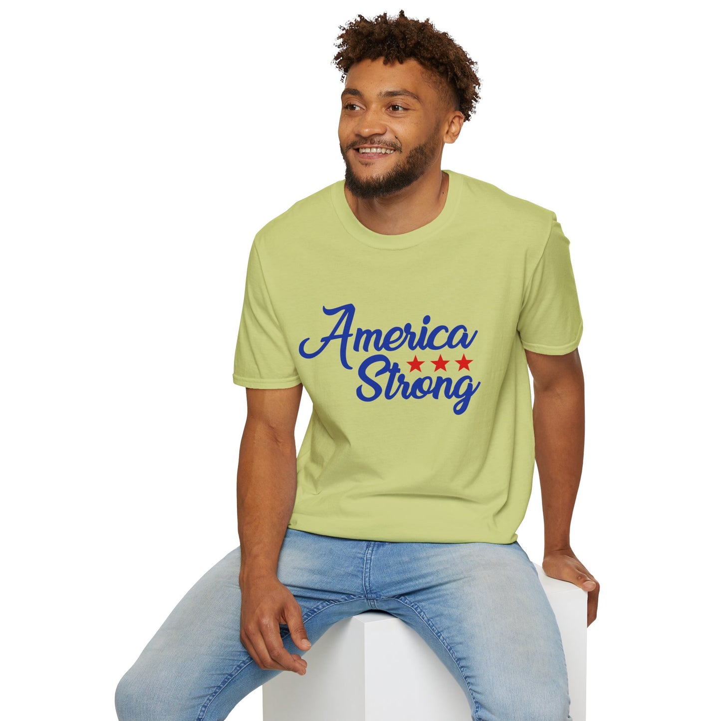 America Strong Unisex Softstyle T-Shirt - Patriotic Tee for BBQs, Memorial Day, 4th of July, Gift for Him/Her, Casual Wear - 13694