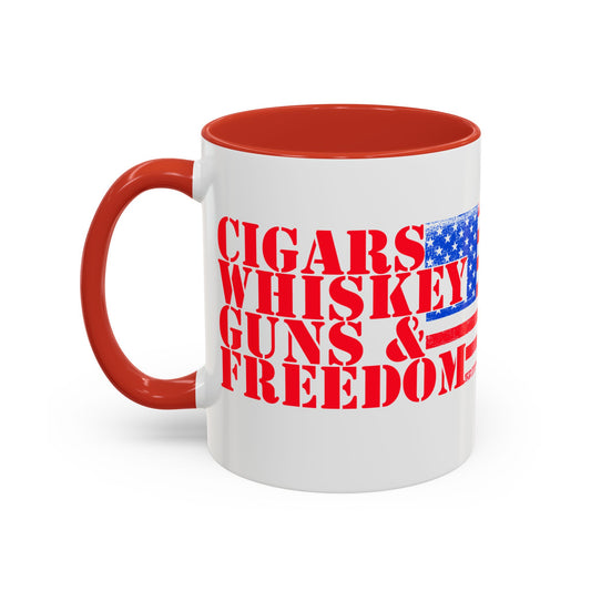 Patriotic Coffee Mug - Perfect Gift for Freedom Lovers, Funny Quote Mug, Americana Drinkware, Whiskey and Cigars Mug - 13891