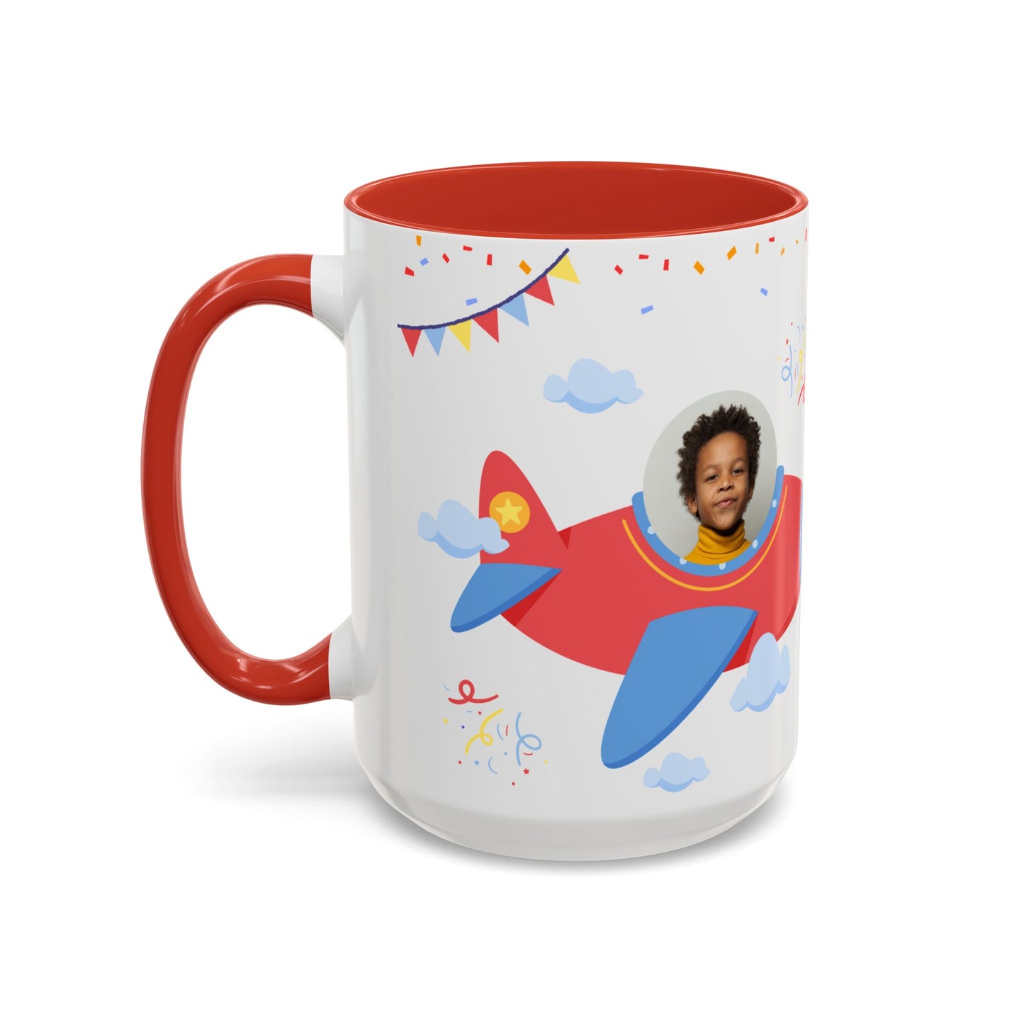 Happy 6th Birthday to A Boy Pilot, Details Customizable - Accent Coffee Mug (11, 15oz) - 11233