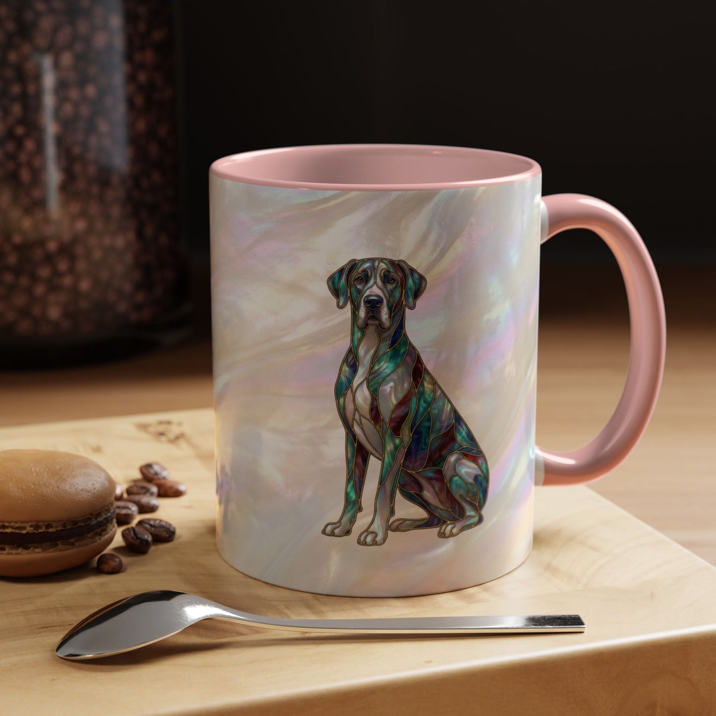 Personalized Great Dane Dog Mug — Stained Glass Design (11/15 oz) - 14550