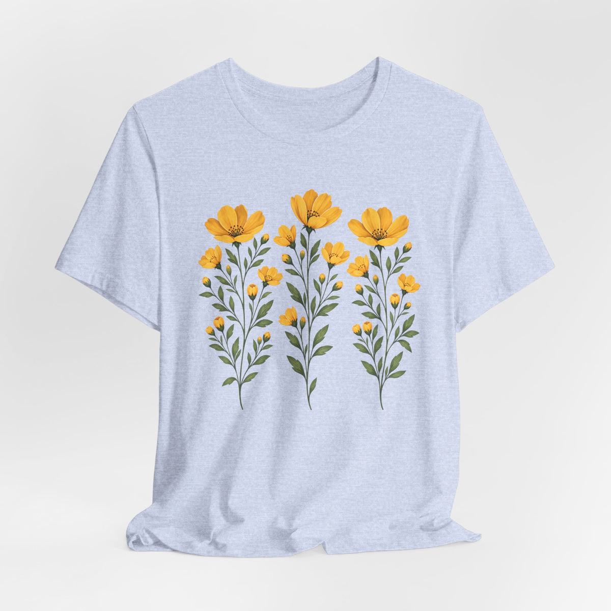 Golden Yellow Wildflower T-Shirt, Vintage Botanical Floral Tee - 14544