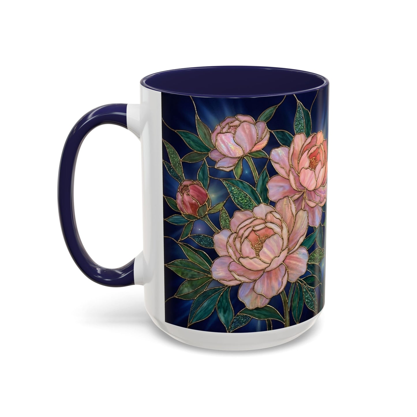 Peony Floral Coffee Mug — Stained Glass Design (11/15oz) -14580