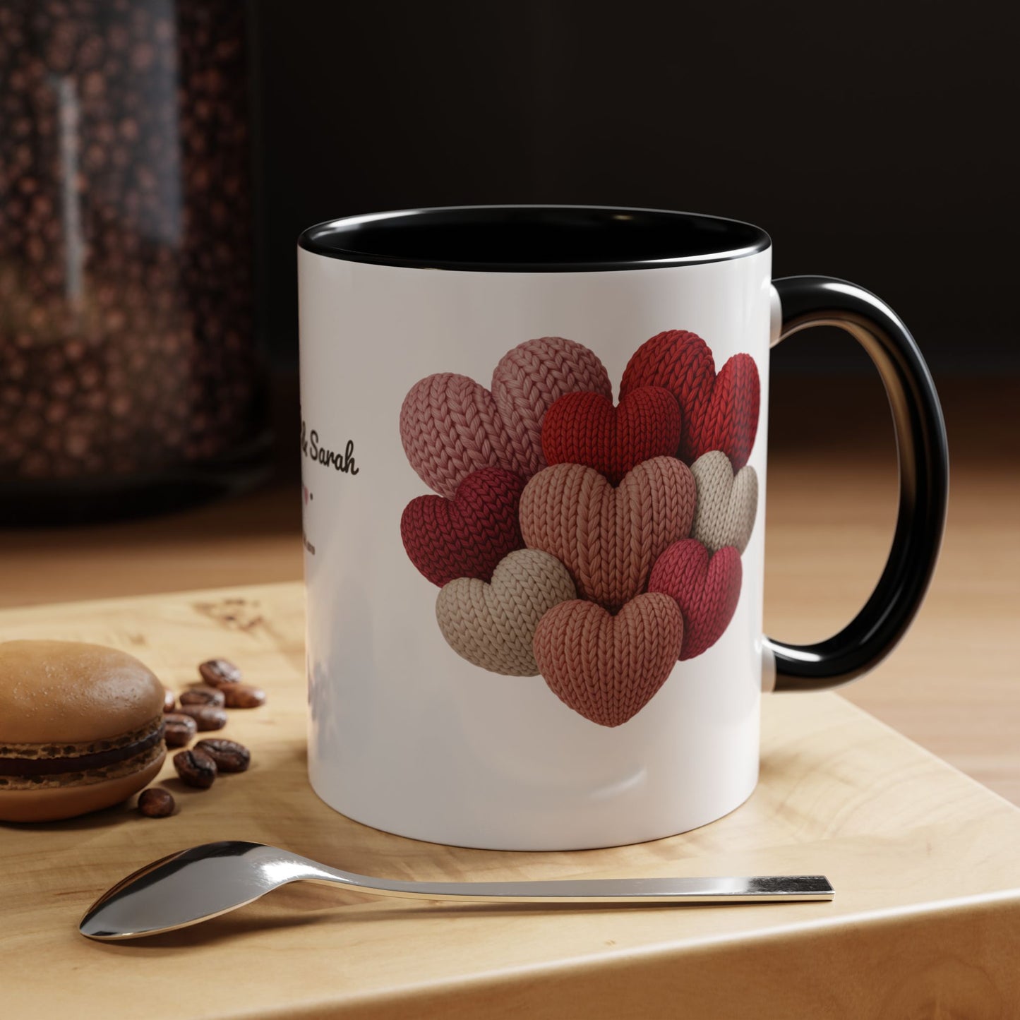 Valentine’s Hearts Personalized Mug — Custom Names & Established Date (11oz / 15oz) - 14745