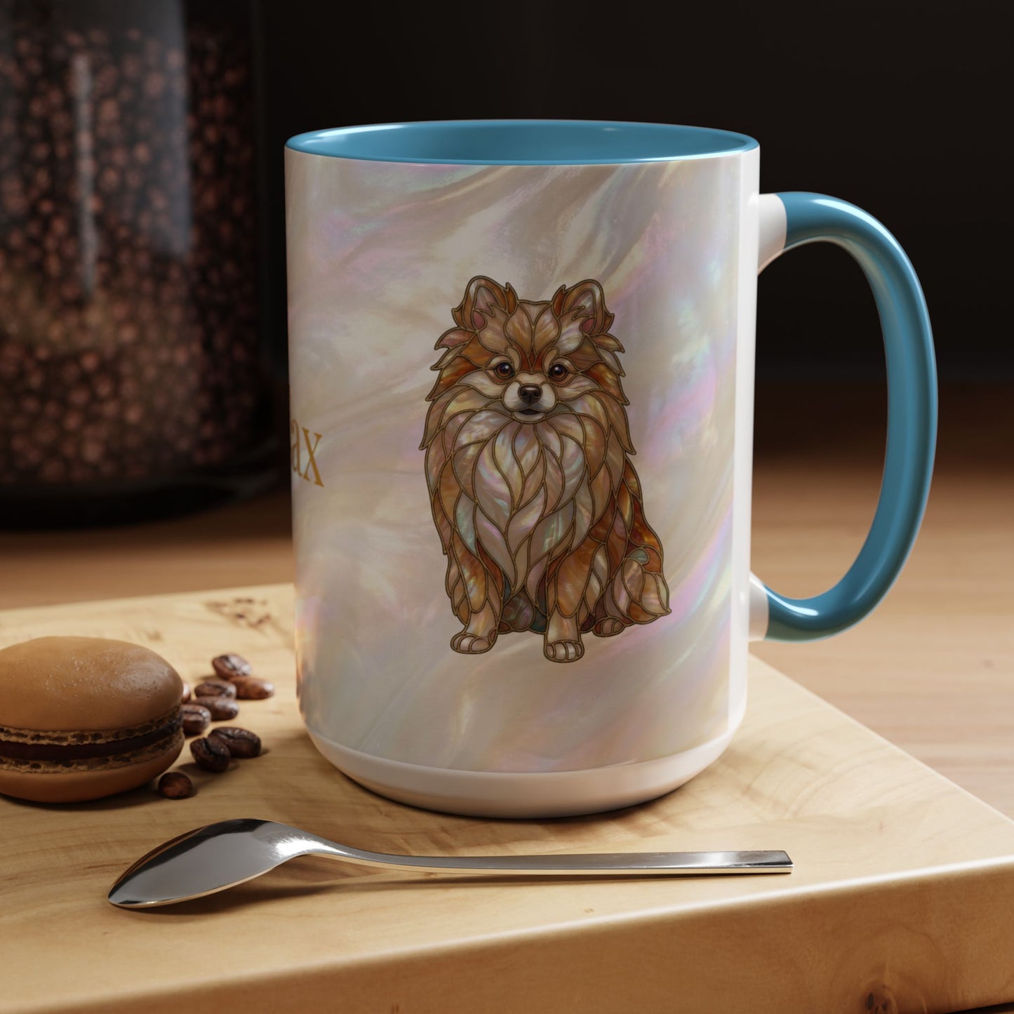 Pomeranian Accent Coffee Mug — Stained Glass Design (11/15oz) - 14638