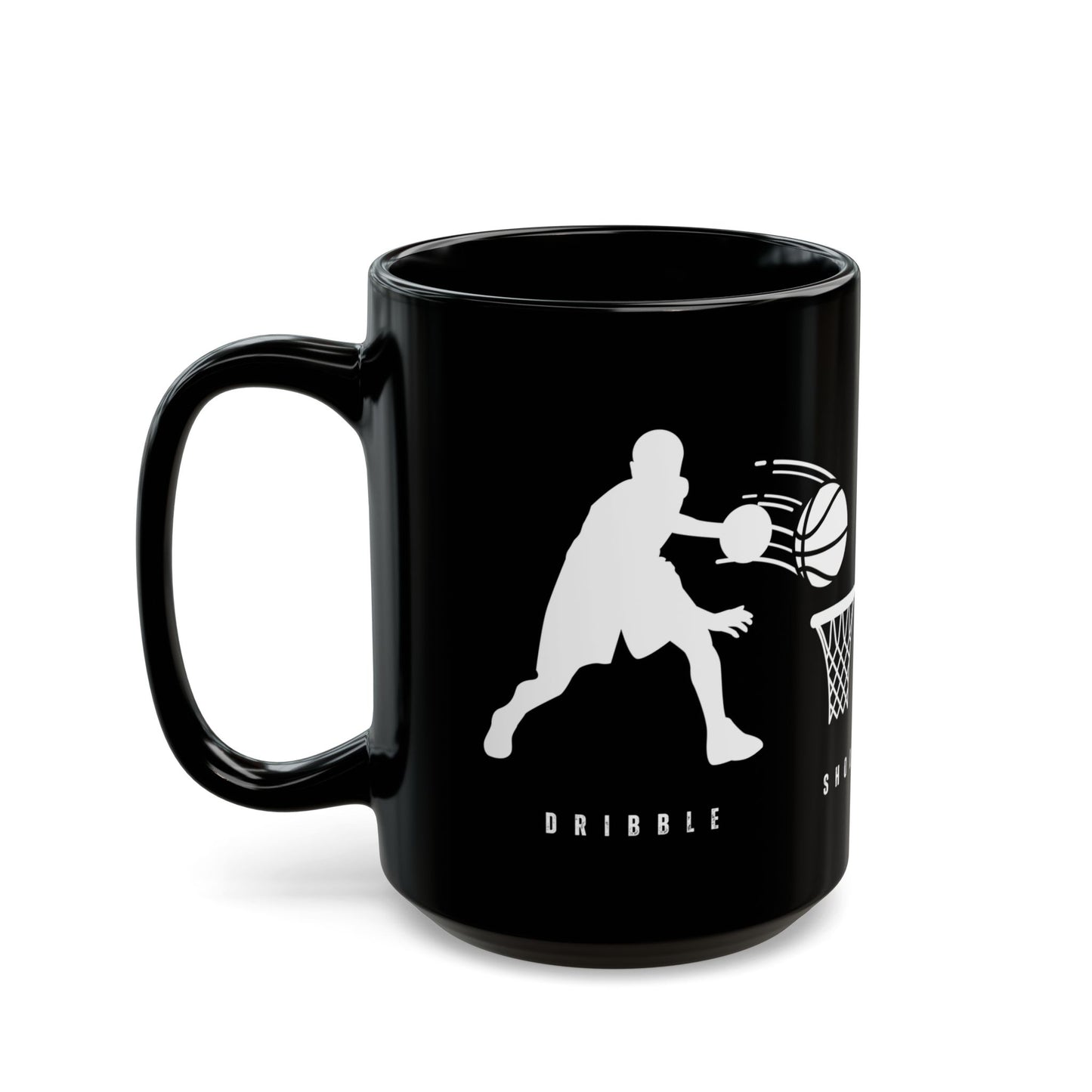 Dribble  Shoot  Score Repeat, Basketball Lovers - Ceramic Black Mug (11oz, 15oz) - 10134