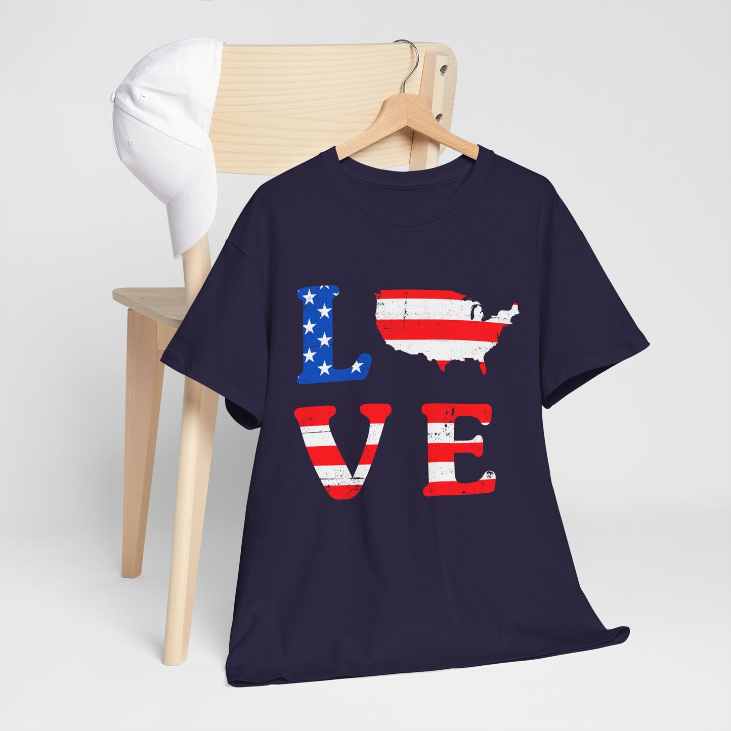 Patriotic Love Tee | Unisex Heavy Cotton T-Shirt, USA Love Shirt, 4th of July Gift, Casual Wear, Independence Day Apparel - 13696