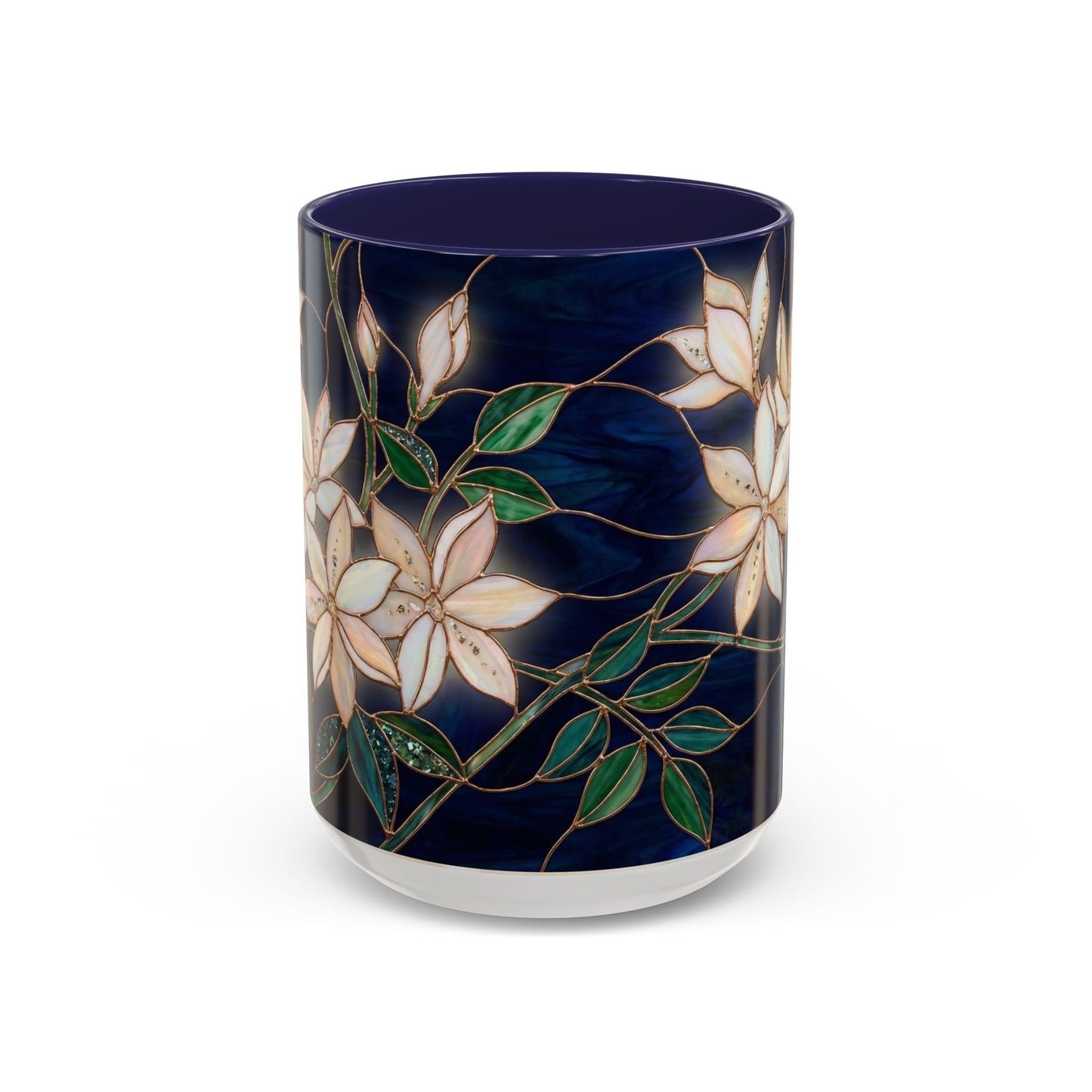 Jasmine Floral Accent Coffee Mug —  Stained Glass Design (11/15oz) - 14573