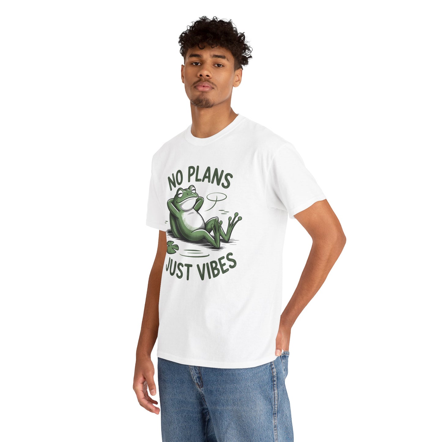 Funny Frog T-Shirt – “No Plans Just Vibes” Relaxed Graphic Tee - 14857