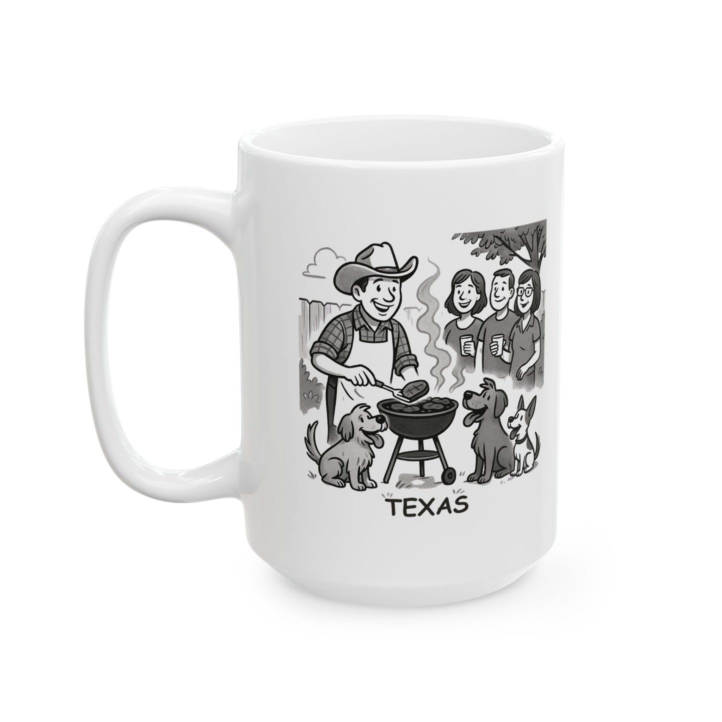 "In Texas, we don’t ‘celebrate’—we host a BBQ and invite everyone, even the neighbors’ dogs." Ceramic Mug - 12748