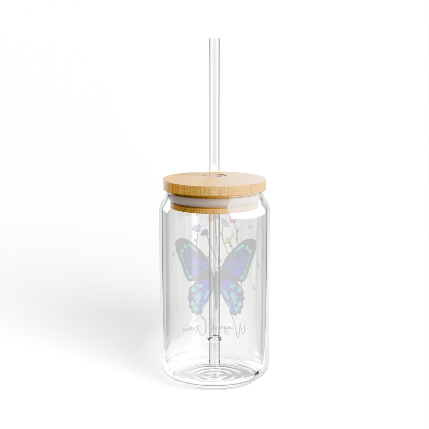 Butterfly: Wings of Grace,  Customizable - Sipper Glass, 16oz