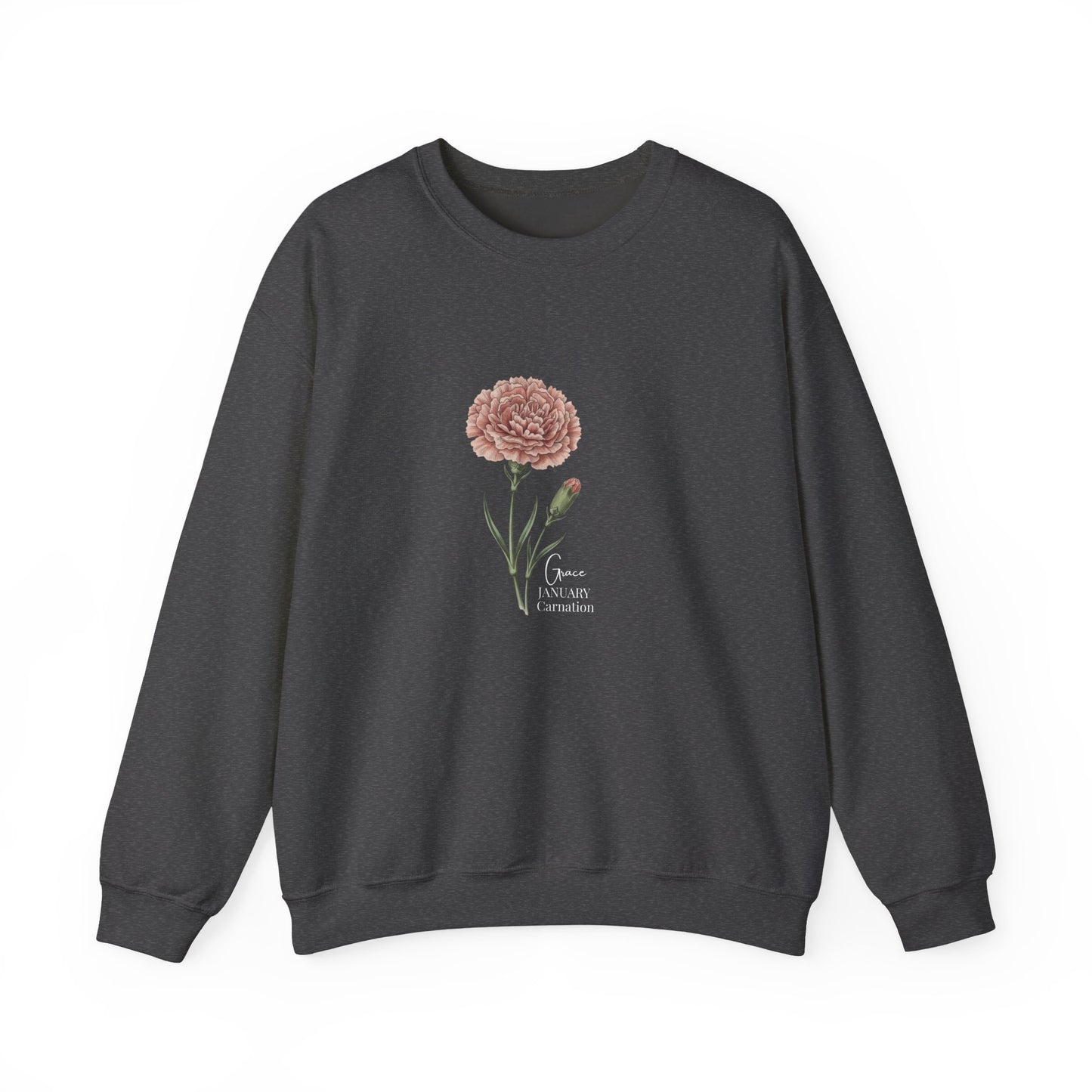 January Carnation Crewneck Sweatshirt — Customizable - 14673