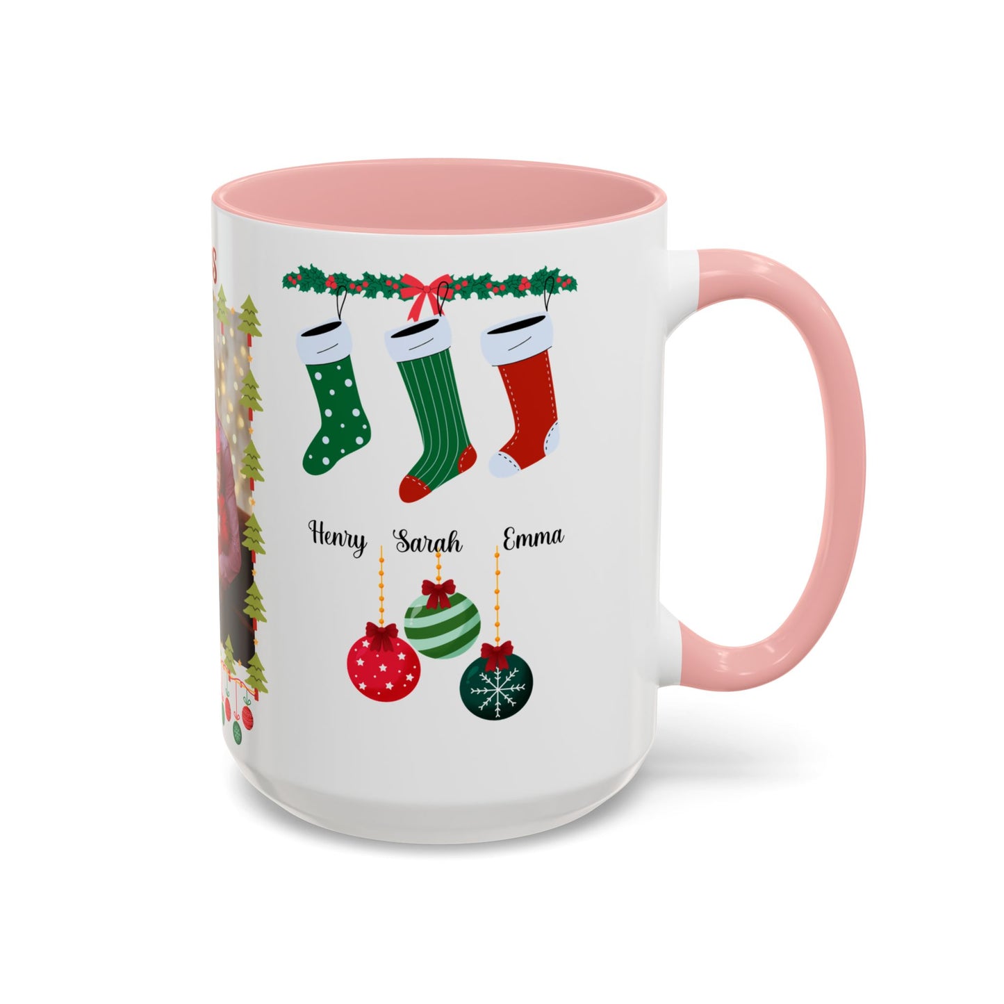 Christmas, Family Photo, Customizable, Accent Coffee Mug (11, 15oz)