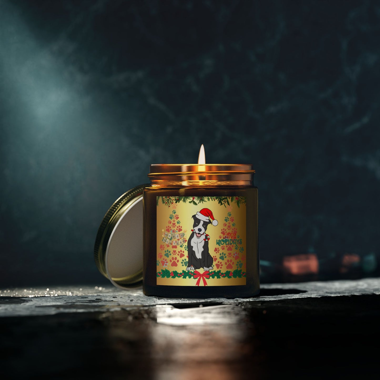 Dog: Happy Holidays - Scented Candles, Coconut Apricot Wax (4oz, 9oz)