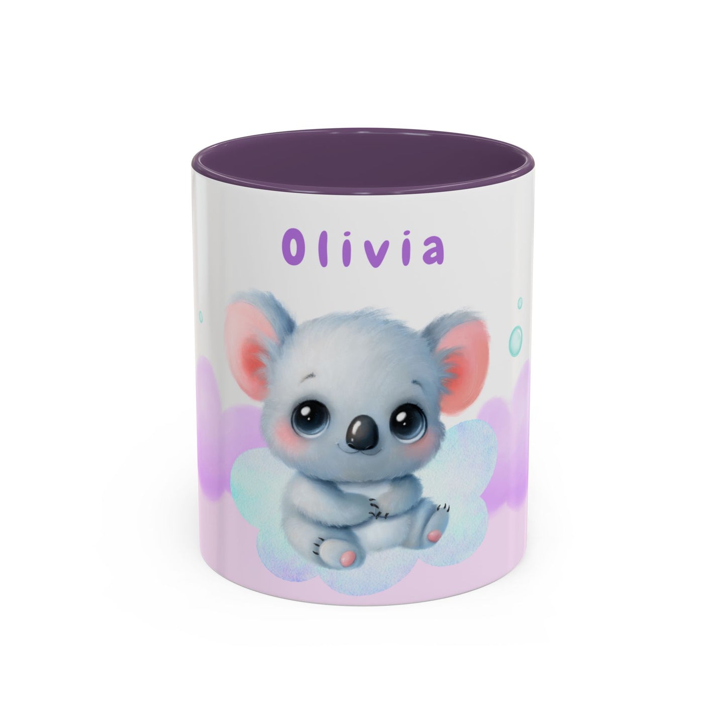 Cute Koala, Olivia, Name Customizable - Accent Coffee Mug (11, 15oz) - 11006