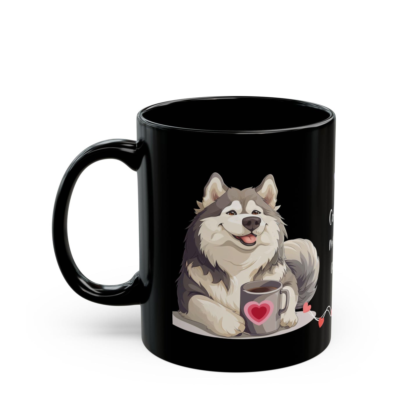 Coffee and Malamute Cuddles - Black Mug (11oz, 15oz) - 10650