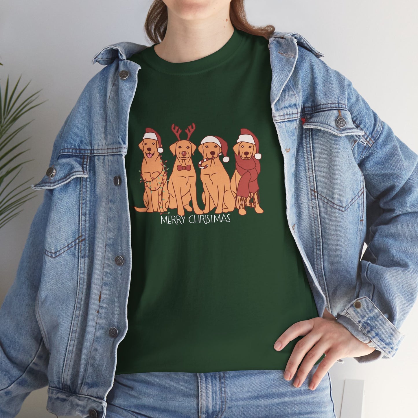 Golden Retrievers, Merry Christmas - Unisex Heavy Cotton Tee - 10282