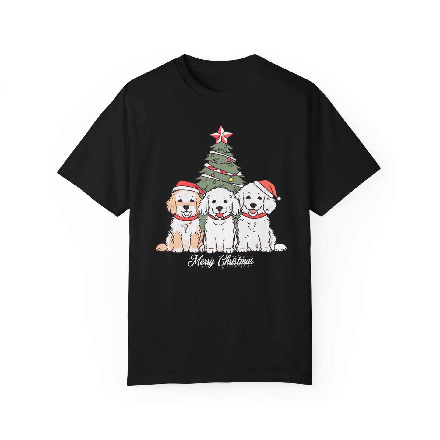 Puppies, Merry Christmas - Unisex Garment-Dyed T-shirt - 10280