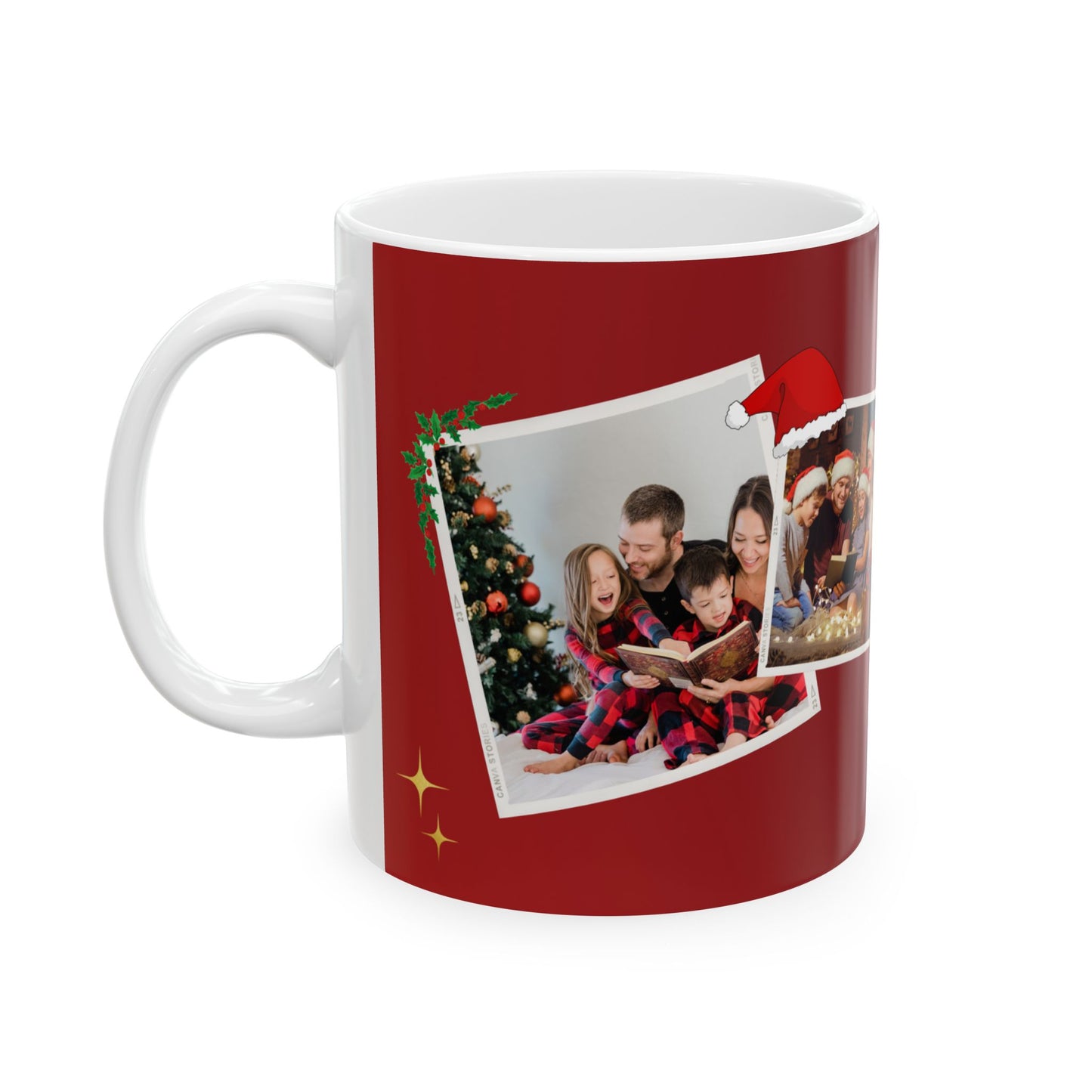 Happy Christmas, Family Photo, Customizable - Ceramic Mug, (11oz, 15oz) - 10929