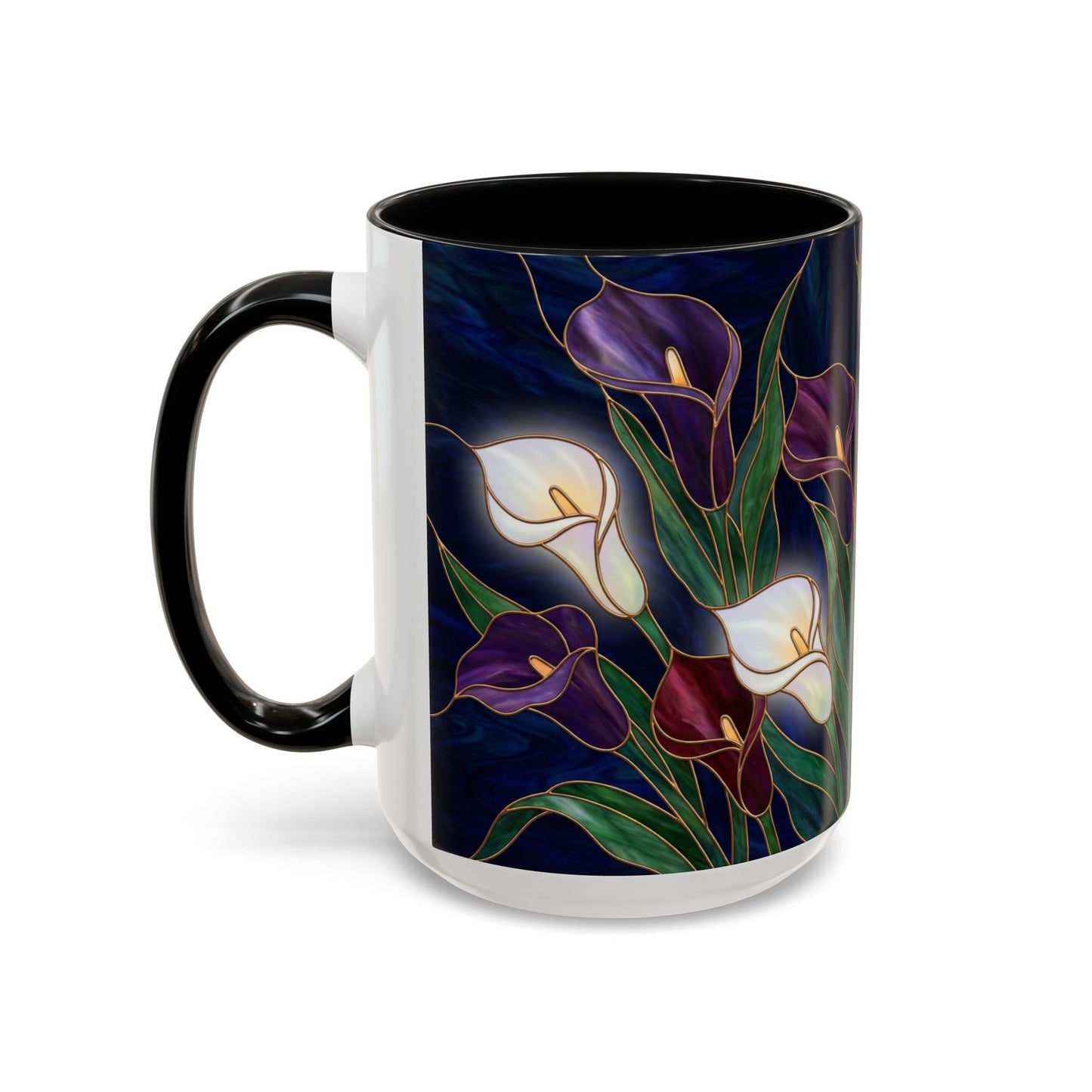 Calla Lily Floral Coffee Mug — Stained Glass Design (11/15oz) - 14557