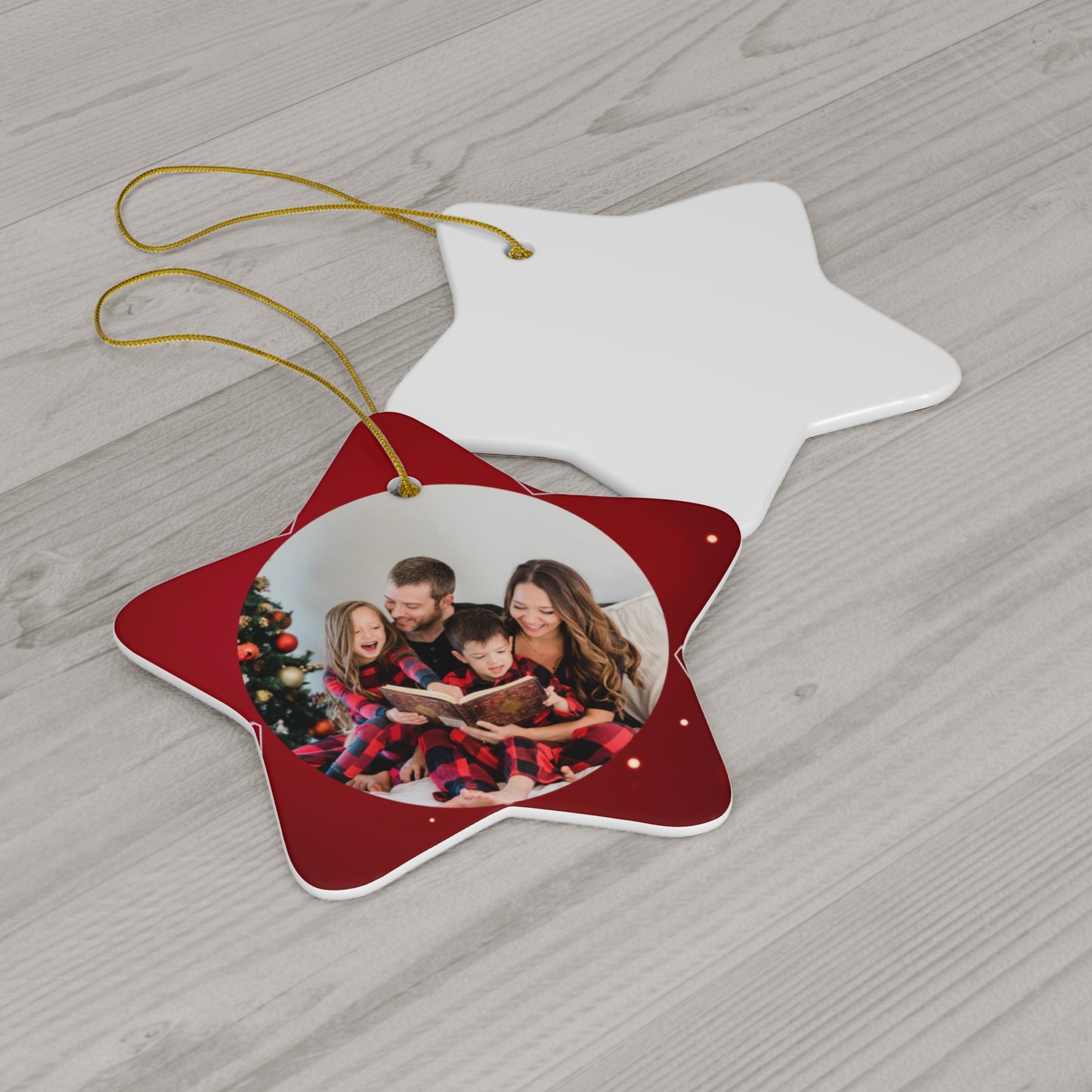 Christmas, Family Photo - Ceramic Ornament, 4 Shapes